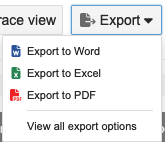 Export options are Word, Excel, PDF.