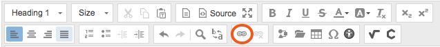 Select the Link icon in the Rich Text Toolbar to add a link.