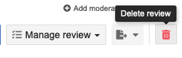 From the Manage review drop-down menu, select the trash icon to delete a review.