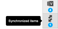 The Synchronized items widget is highlighted.