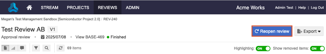 In the review, select Reopen review to comment on a closed review.