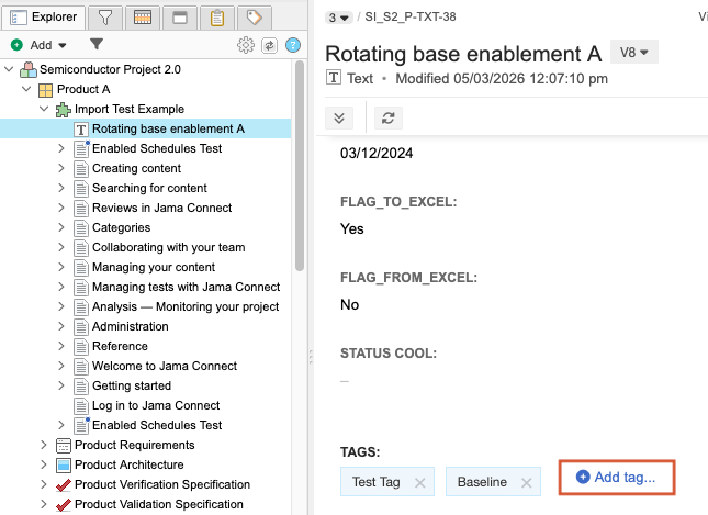 Select Add tag in Single Item View.