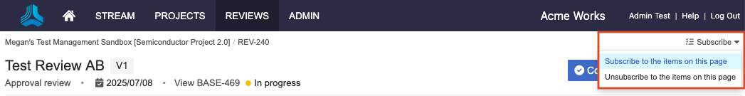 Select Subscribe in the upper right corner to subscribe to items on the page.