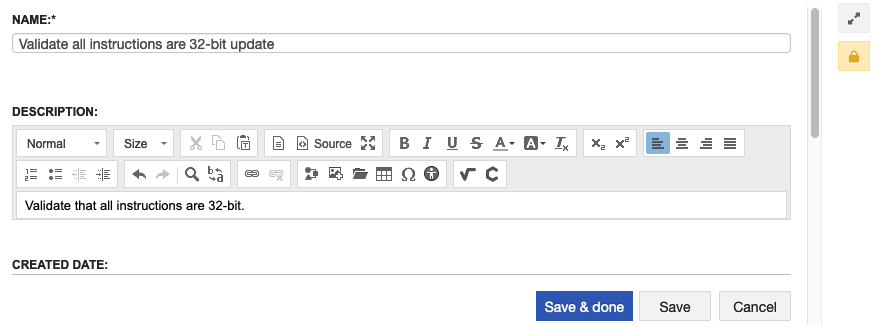 The edit mode for an item includes fields and options to author or edit item details, including formatting options.