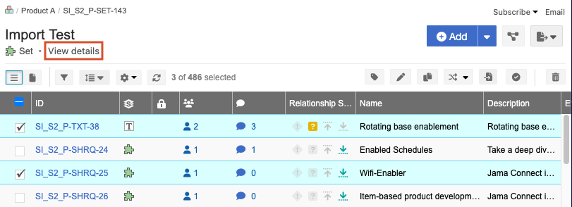 In the Baselines tab of the Explorer Tree, select a baseline then select View details in the center panel.