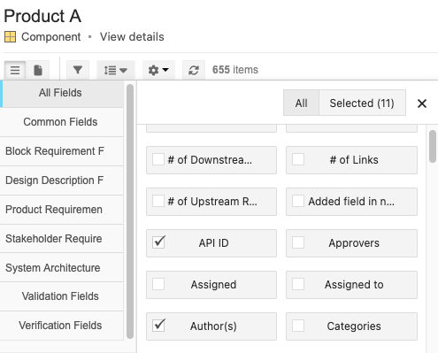 API IDs in List View.