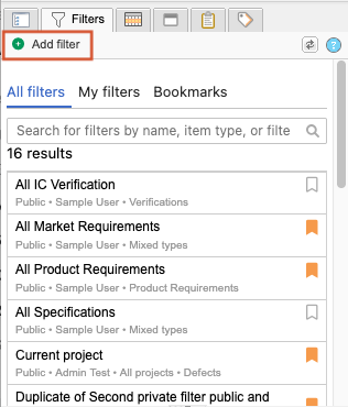 Select Filters tab in Explorer Tree to add a filter.