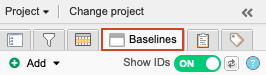 The Baselines tab in the navigation panel is highlighted.