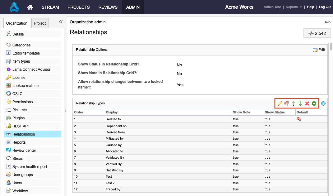 The Relationship Types toolbar is highlighted.