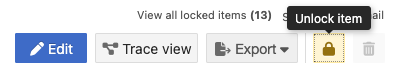 Select the Unlock item icon from the toolbar.
