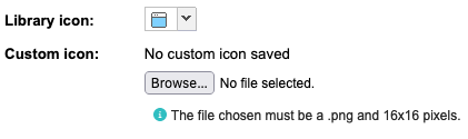When defining an item type, you can select an icon from the existing library or use a custom icon.