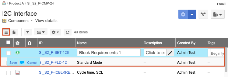 In projects List View, select a field to edit.